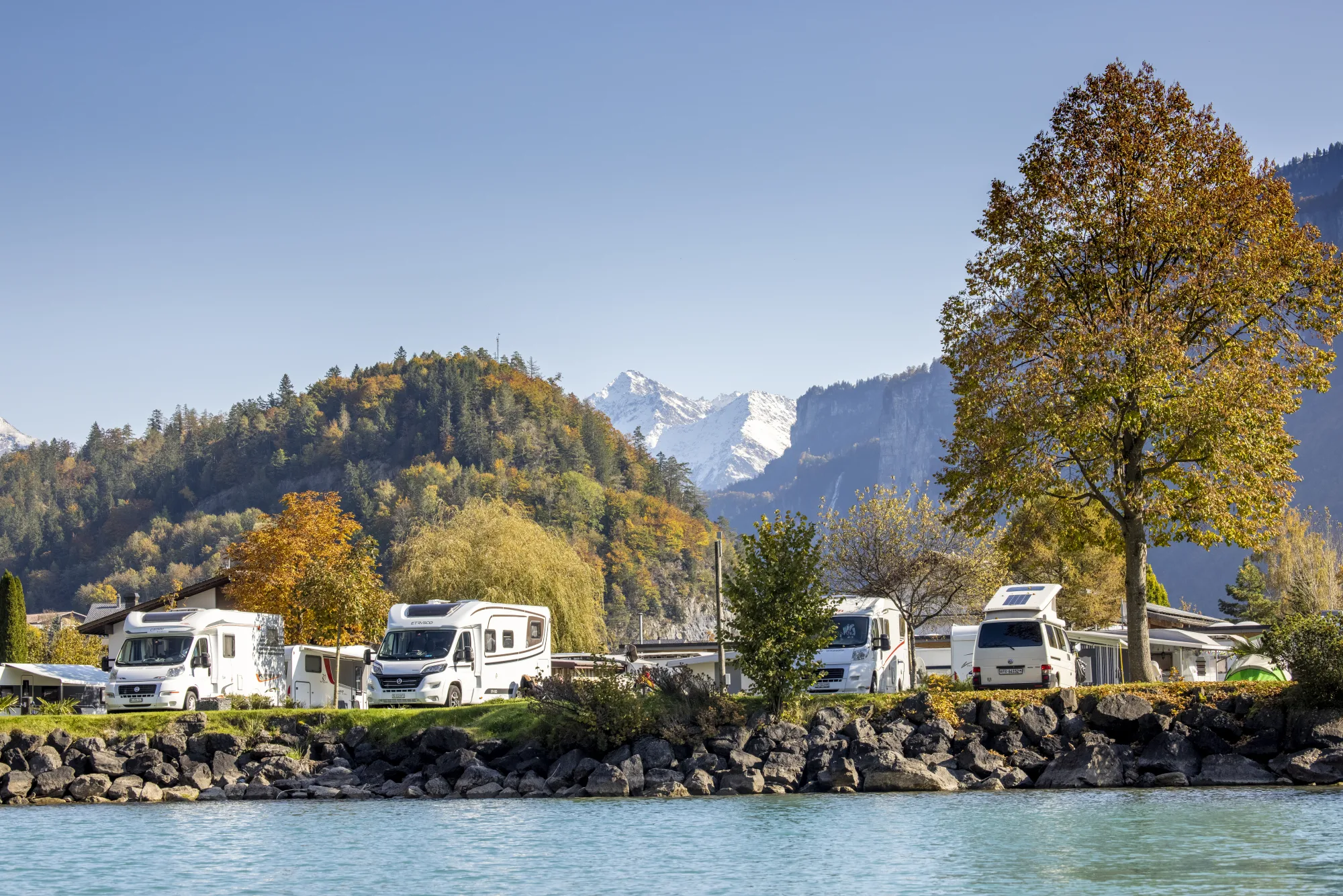 Familien auf der Liegewiese am Brienzersee